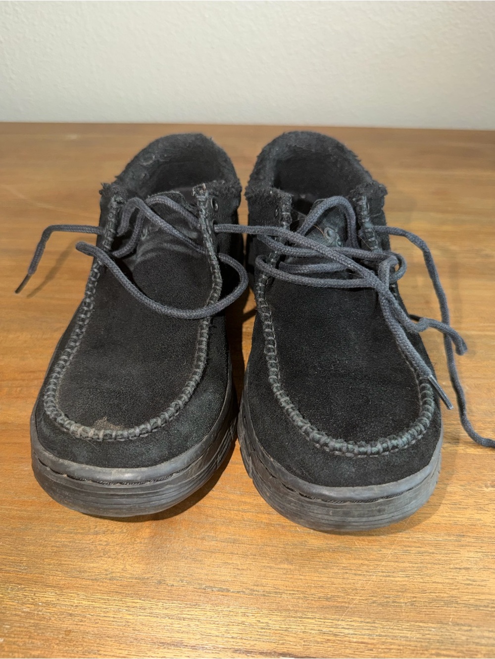 Black Suede Lace-Up Women's Athletic Shoes
